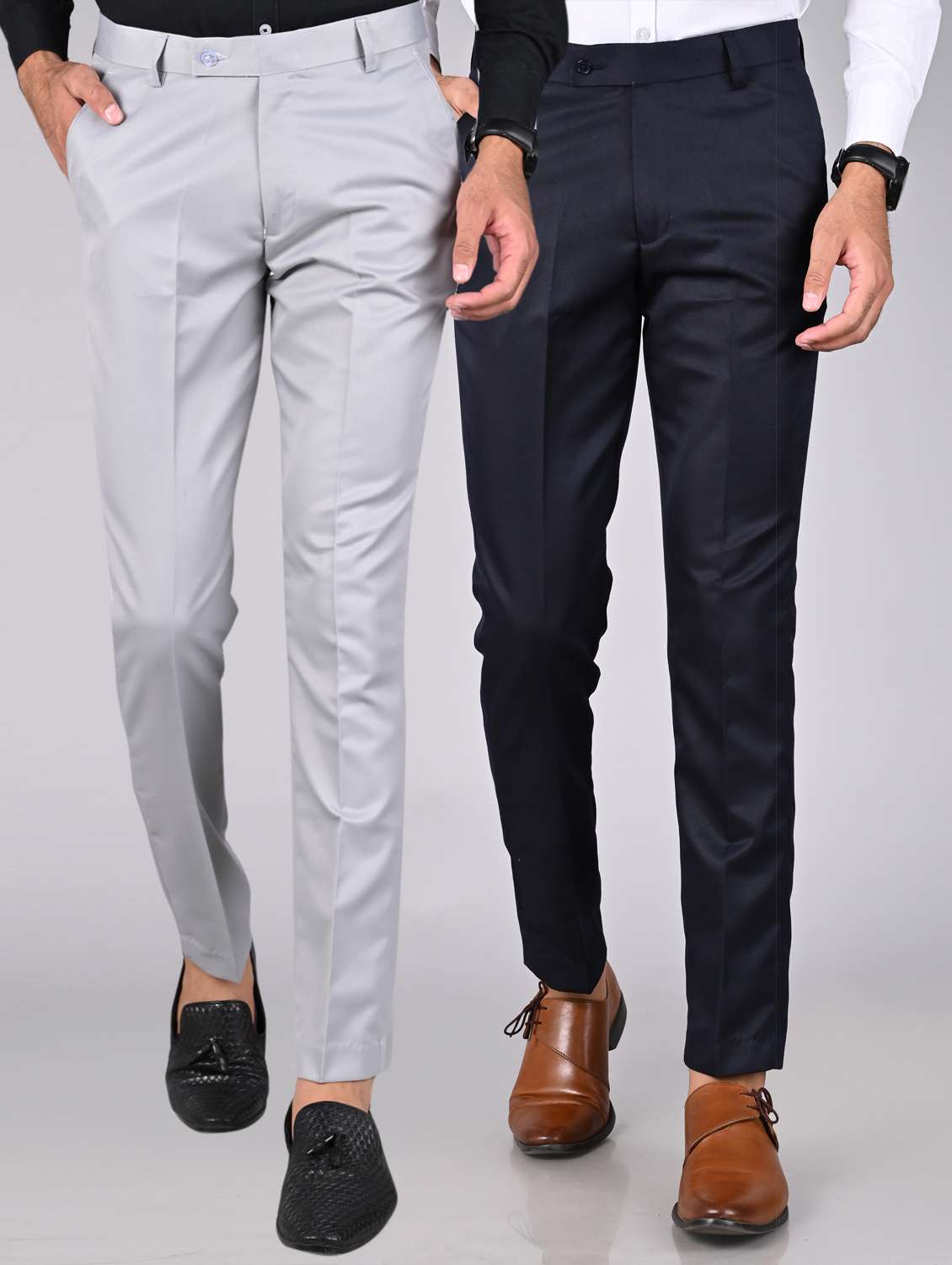 pack of 2 solid formal trousers