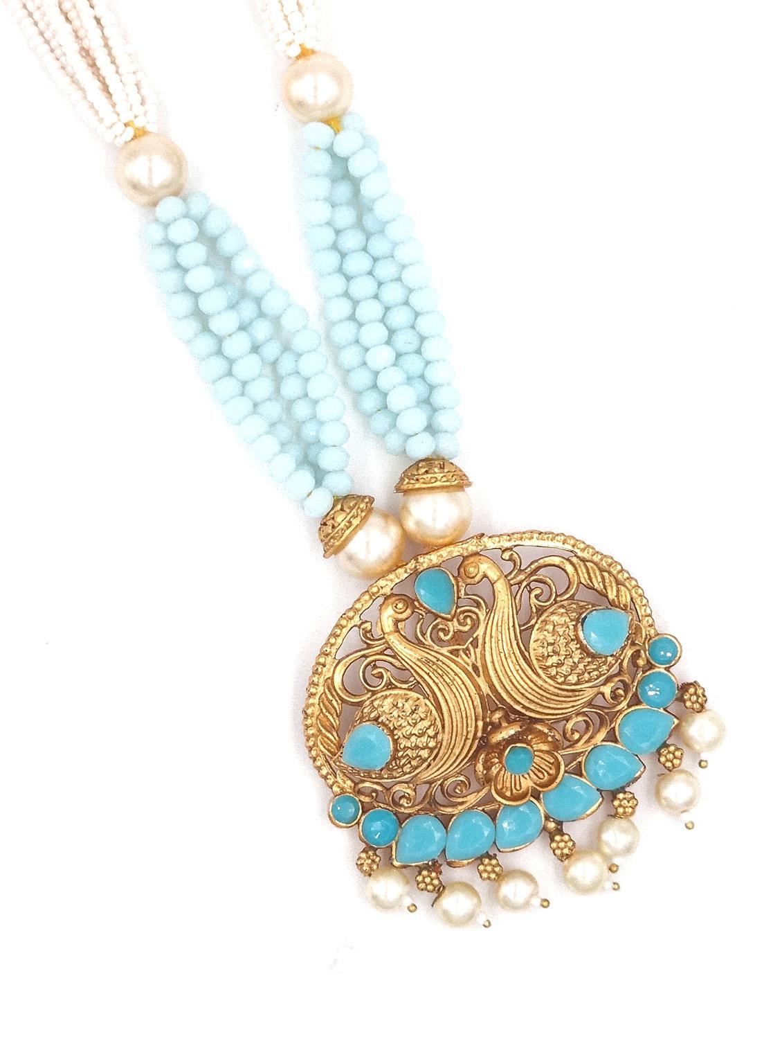 gold plated kundan long necklace set - 20072608 - Standard Image - 2