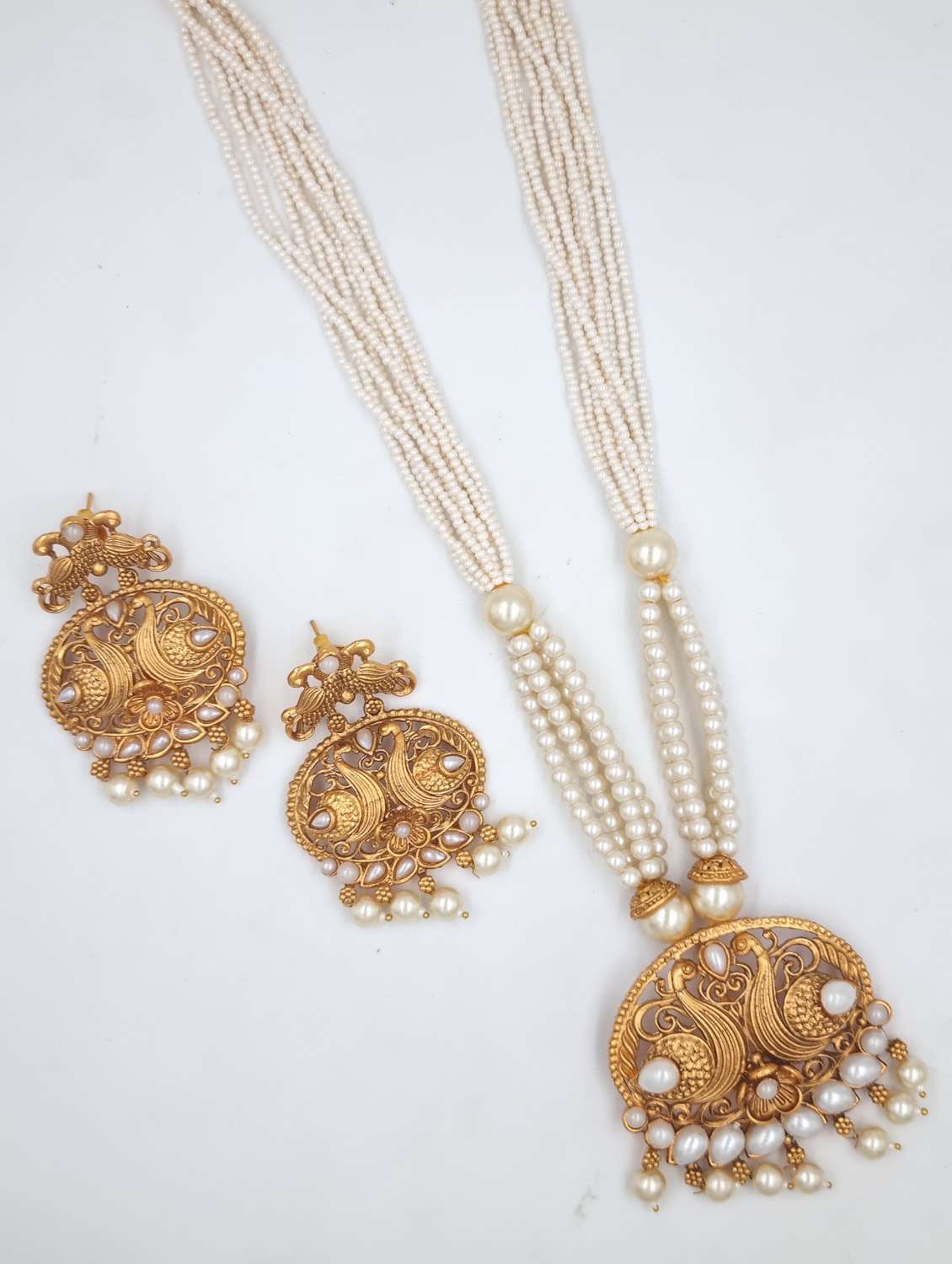 gold plated kundan long necklace set