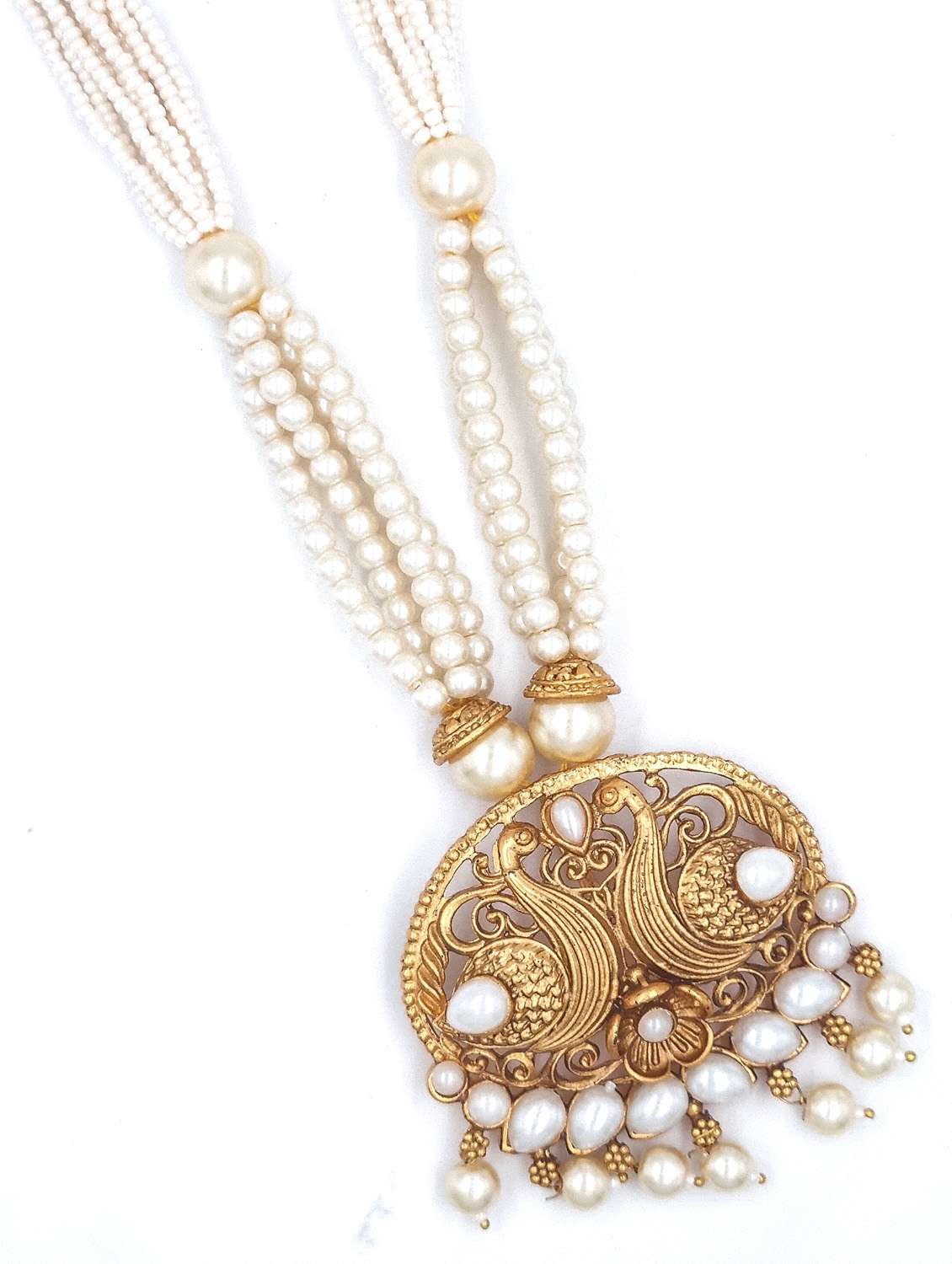 gold plated kundan long necklace set - 20072609 - Standard Image - 2