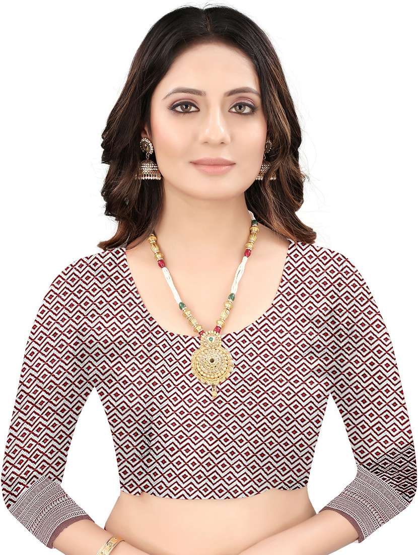 Women's Self Design Maroon Colored Saree With Blouse - 20075636 -  Standard Image - 2