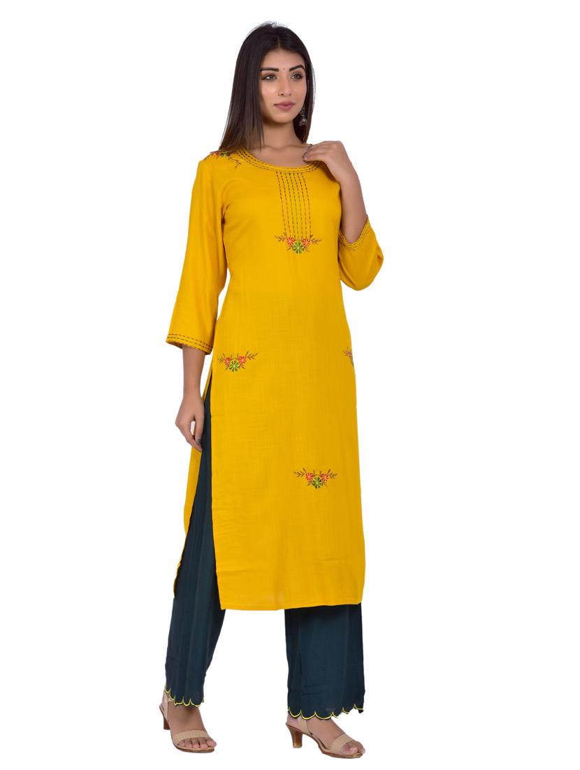 round neck kurta palazzo set - 20078342 - Standard Image - 2