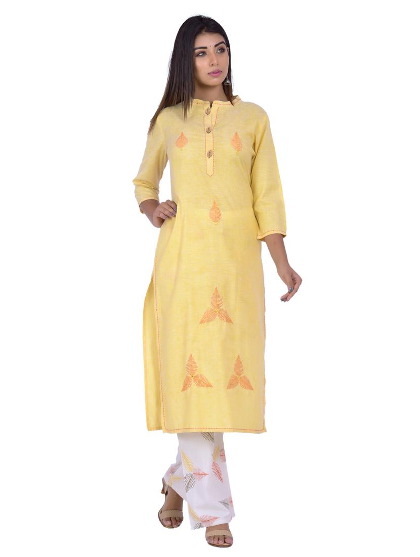 mandarin neck kurta palazzo set - 20078353 - Standard Image - 2