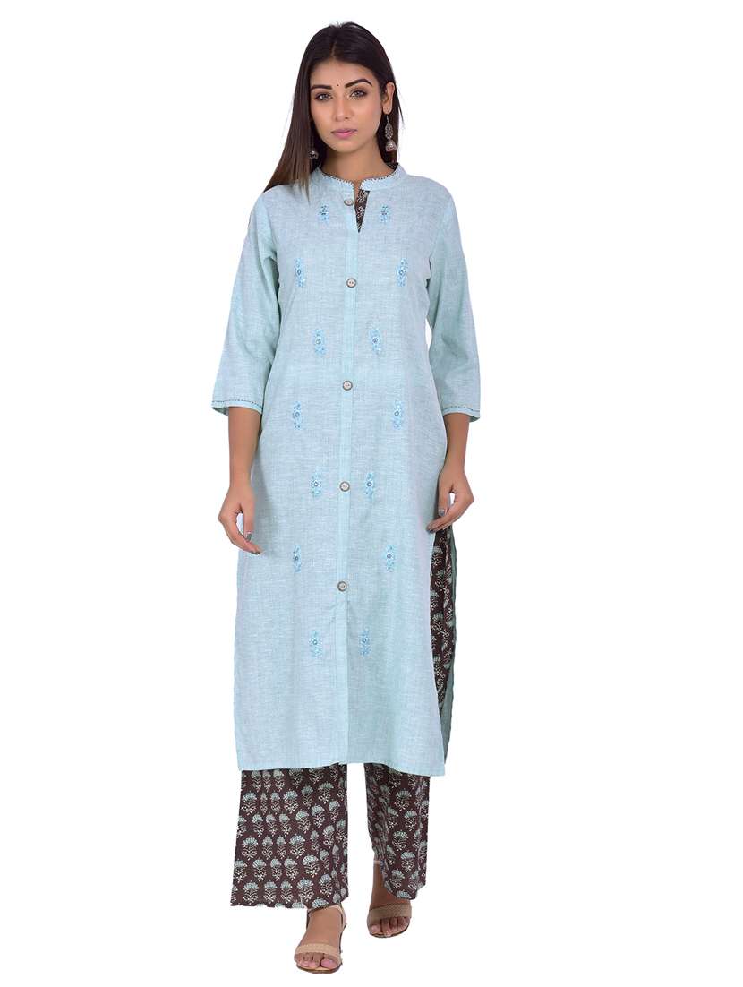mandarin neck kurta palazzo set