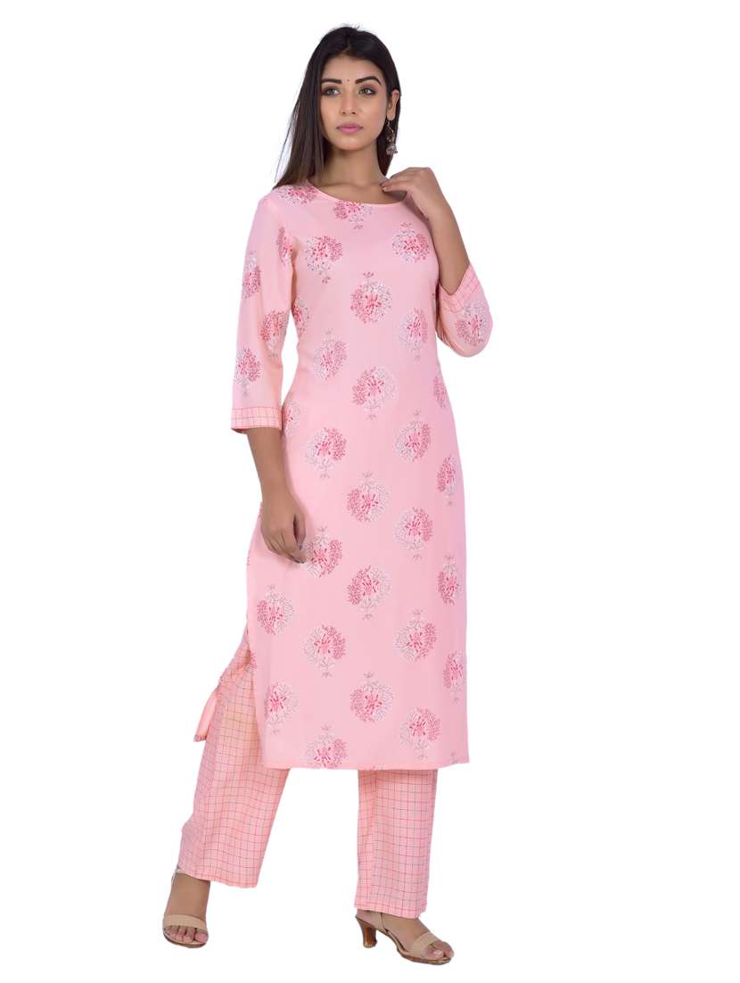 round neck kurta palazzo set - 20078355 -  Standard Image - 2