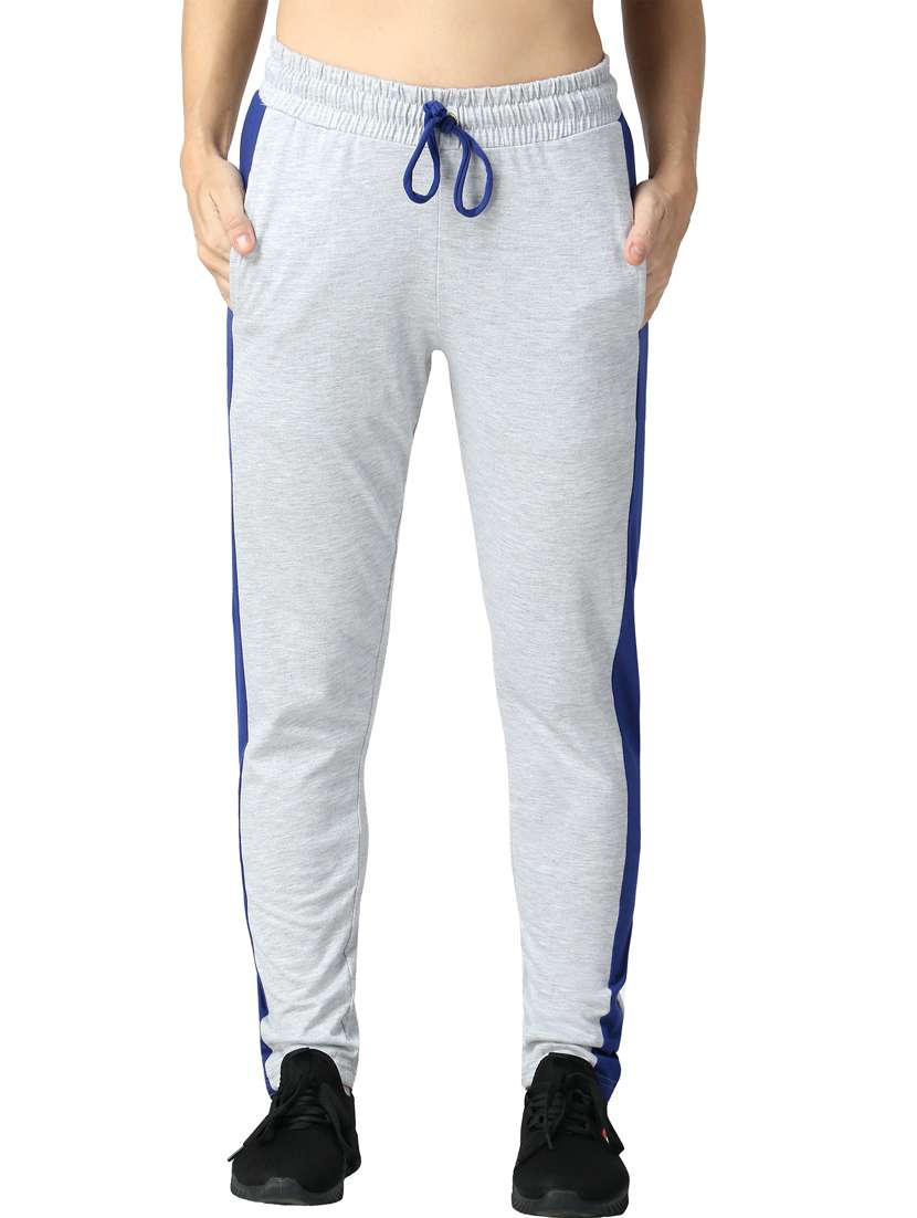 grey color blocked mid rise track pant