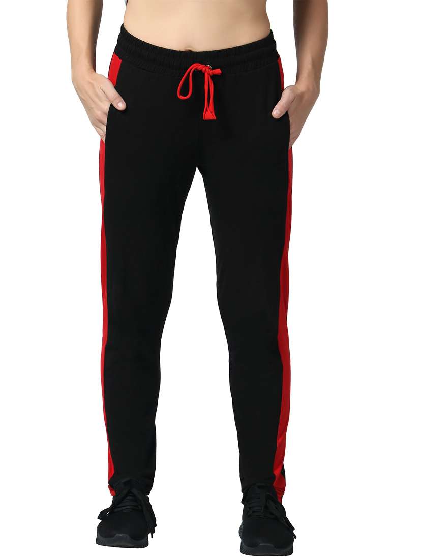 black color blocked mid rise track pant