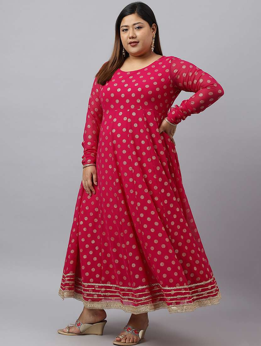 round neck pink kurta dupatta set - 20082729 -  Standard Image - 2