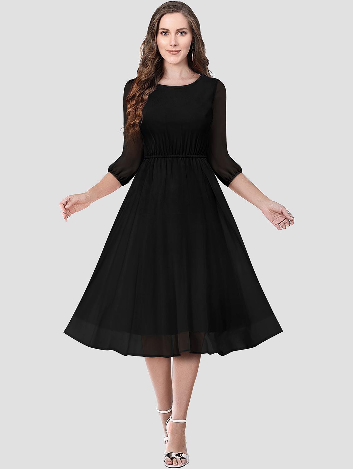 women's fit & flare solid dress - 20083126 -  Zoom Image - 0