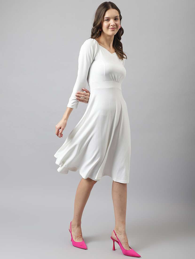 women's fit & flare solid dress - 20083128 -  Standard Image - 2