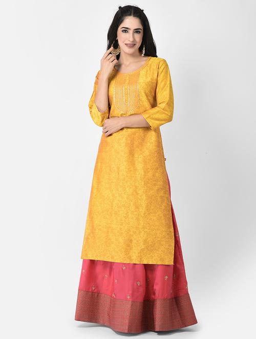 round neck printed straight kurta - 20083162 - Standard Image - 0