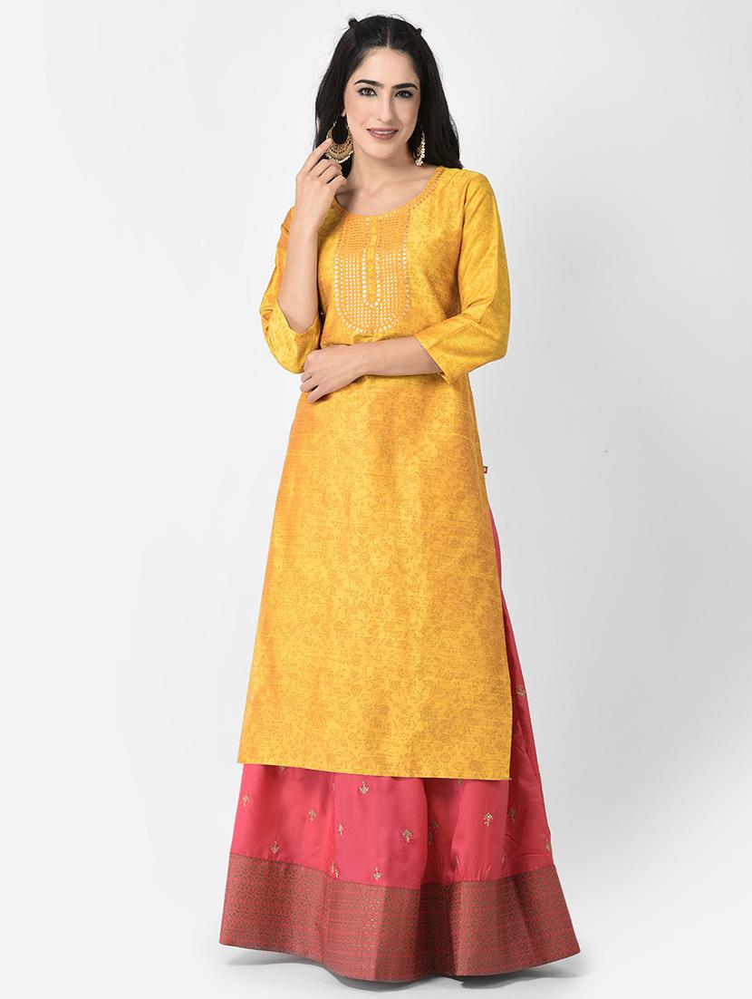 round neck printed straight kurta - 20083162 - Zoom Image - 0