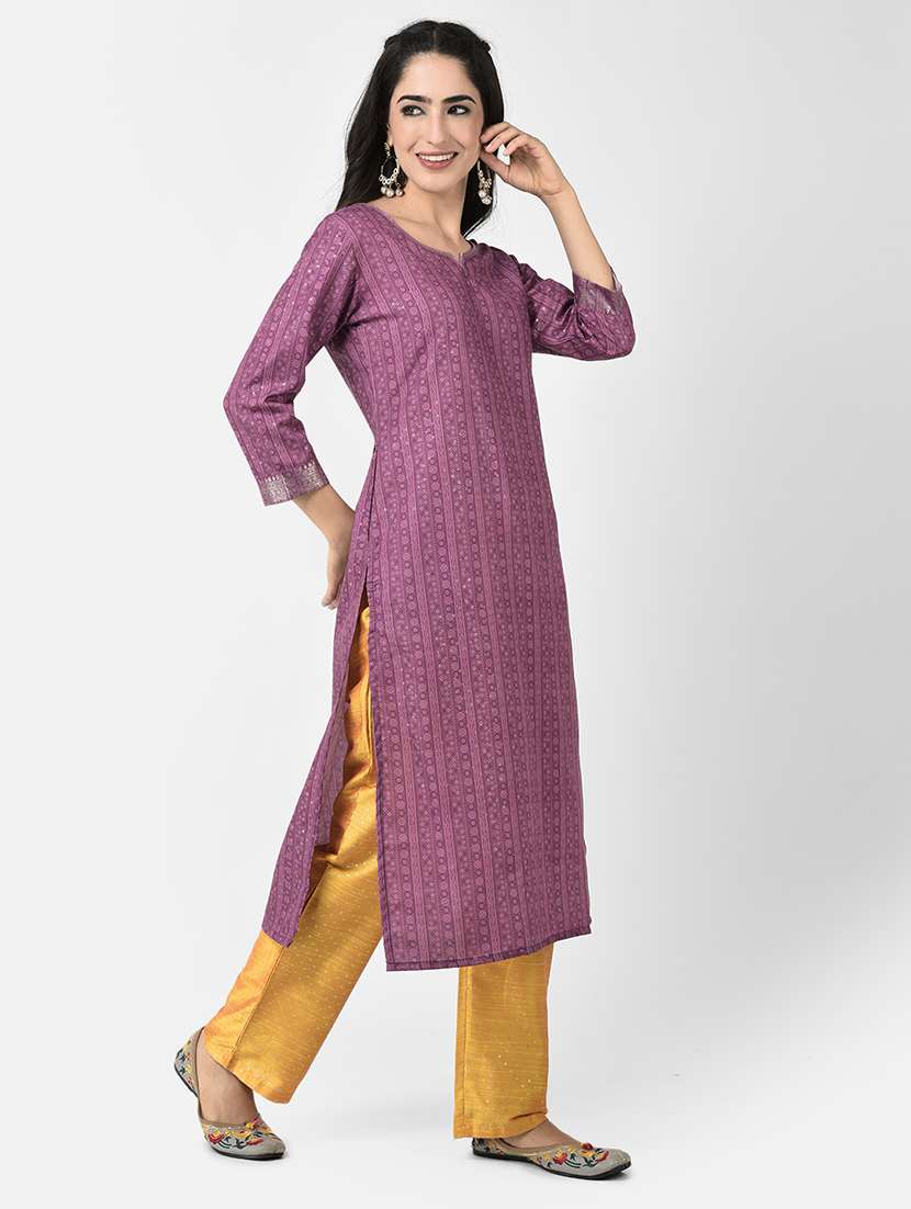 notch neck printed straight kurta - 20083164 - Standard Image - 2