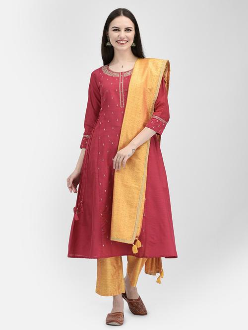 round neck self design a-line kurta - 20083166 -  Standard Image - 0
