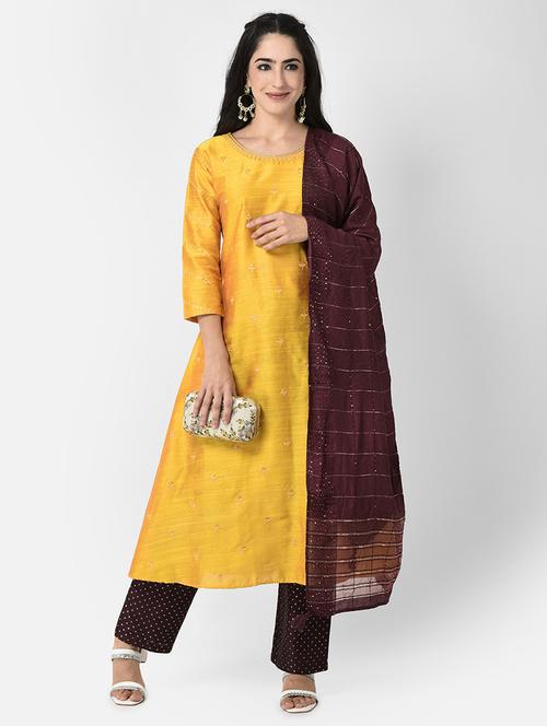 round neck self design a-line kurta - 20083170 -  Standard Image - 0