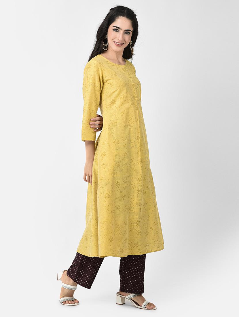 round neck printed a-line kurta - 20083183 - Standard Image - 2