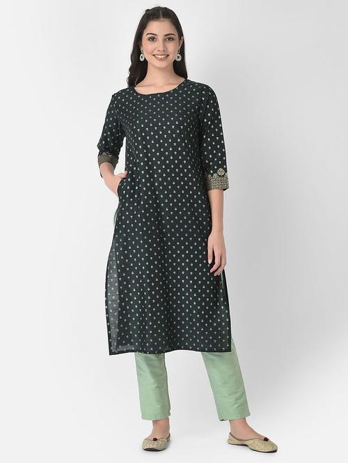 round neck printed straight kurta - 20083194 -  Standard Image - 0
