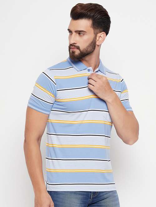 polo neck striped polo t-shirt - 20083471 - Standard Image - 0