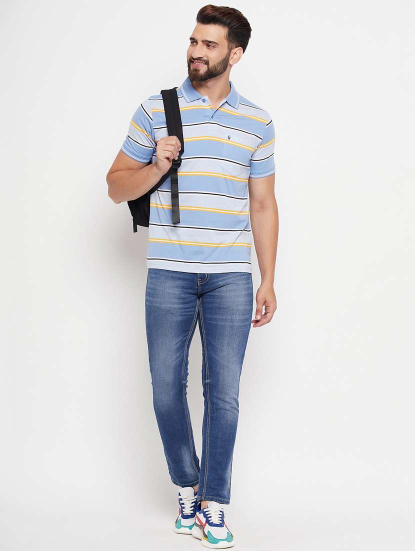 polo neck striped polo t-shirt - 20083471 - Standard Image - 2