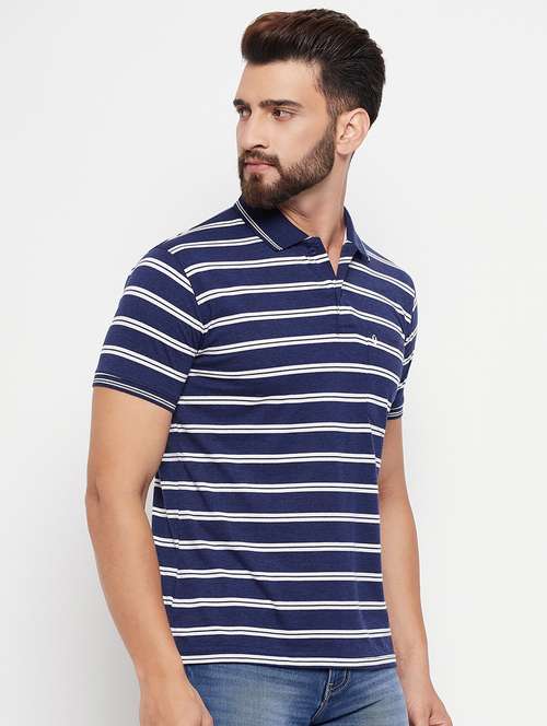 polo neck striped polo t-shirt - 20083473 - Standard Image - 0