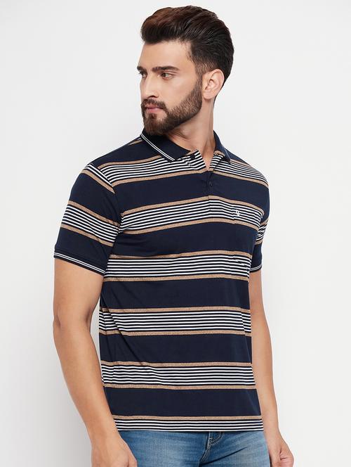 polo neck striped polo t-shirt - 20083474 - Standard Image - 0