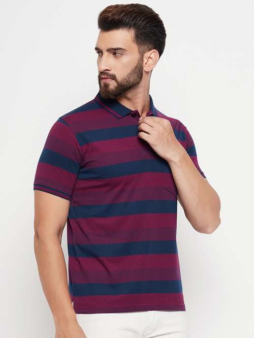 polo neck striped polo t-shirt - 20083476 -  Standard Image - 0