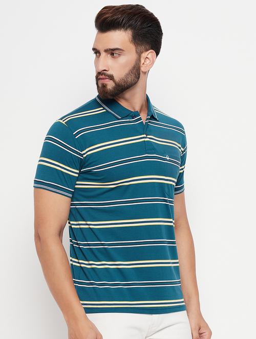 polo neck striped polo t-shirt - 20083478 - Standard Image - 0