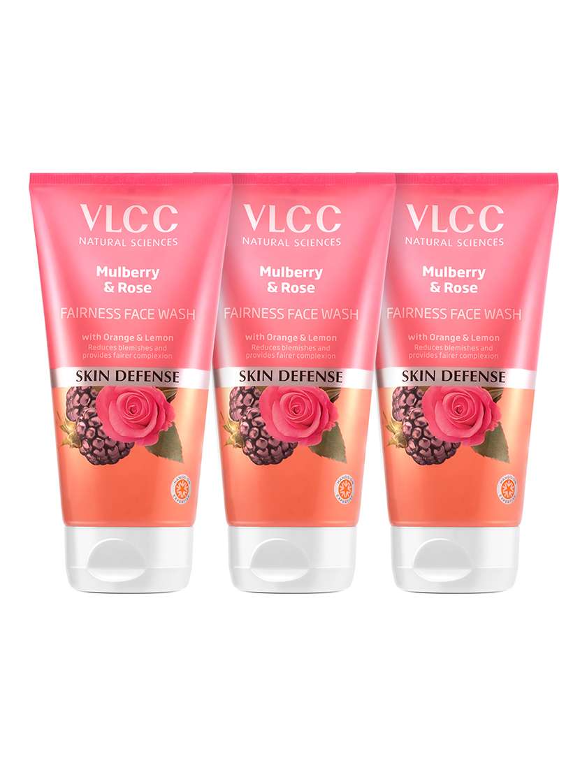 vlcc mulberry & rose facewash - 300 ml - buy one get one ( pack of 3 )