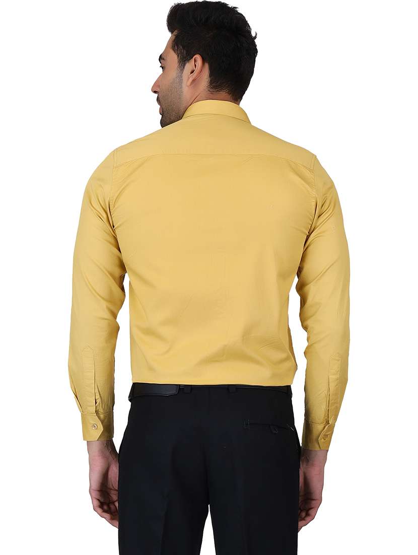 yellow cotton casual shirt - 20085378 - Standard Image - 2