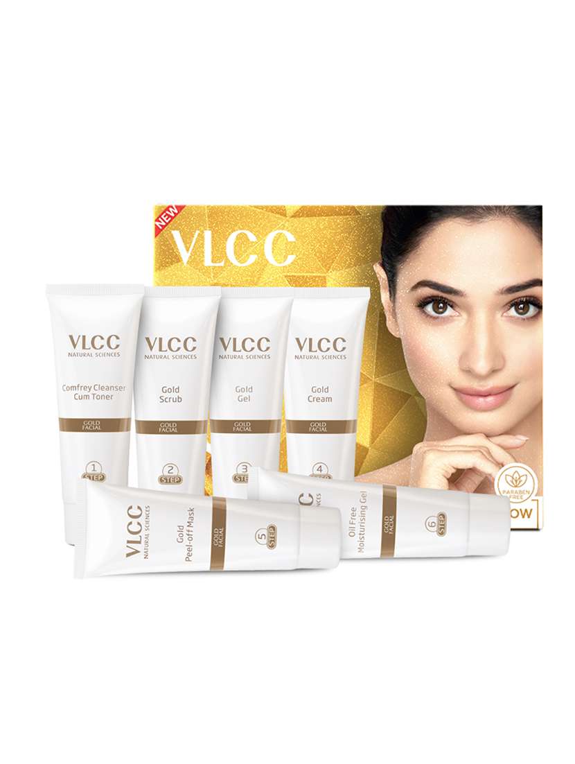 vlcc gold facial kit for luminous & radiant complexion - 60 g -parlour glow