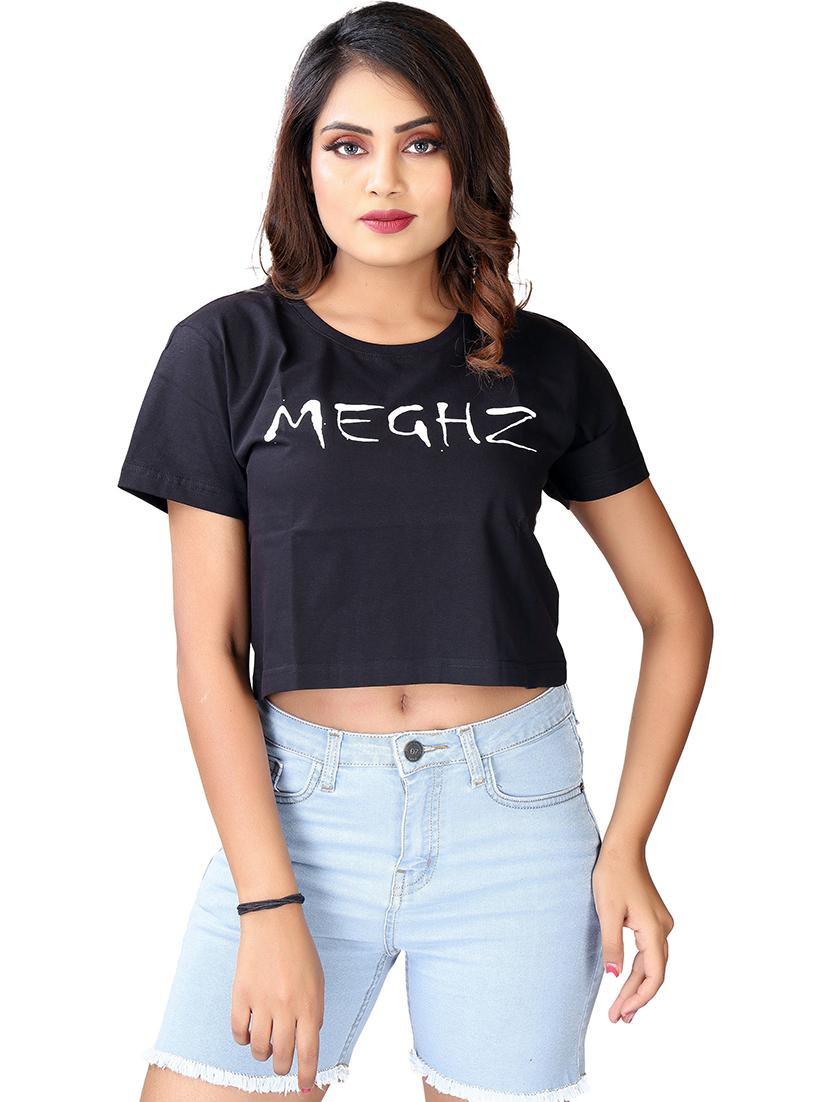 black typography crop top - 20085989 - Standard Image - 2