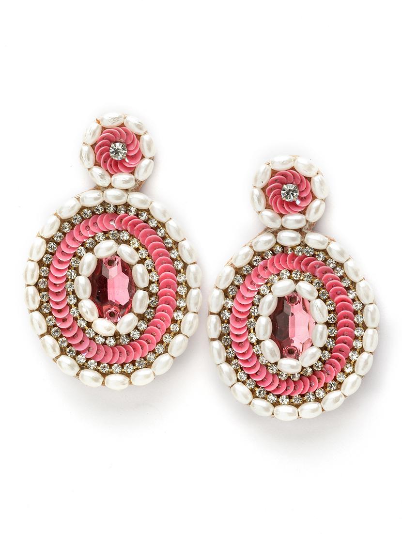 pink beaded handcrafted earring - 20087247 - Zoom Image - 0