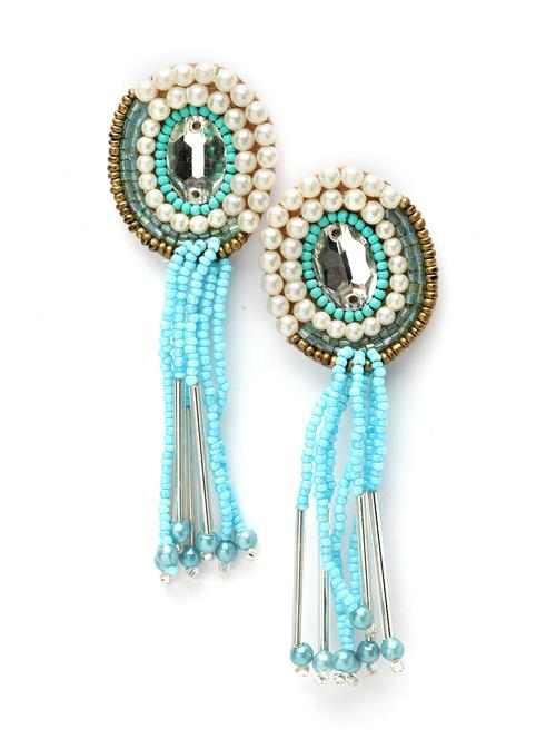 blue beaded handcrafted earring - 20087248 - Standard Image - 0