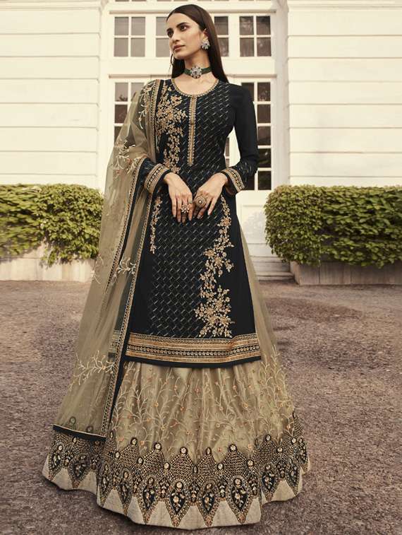 black georgette semistitched suit