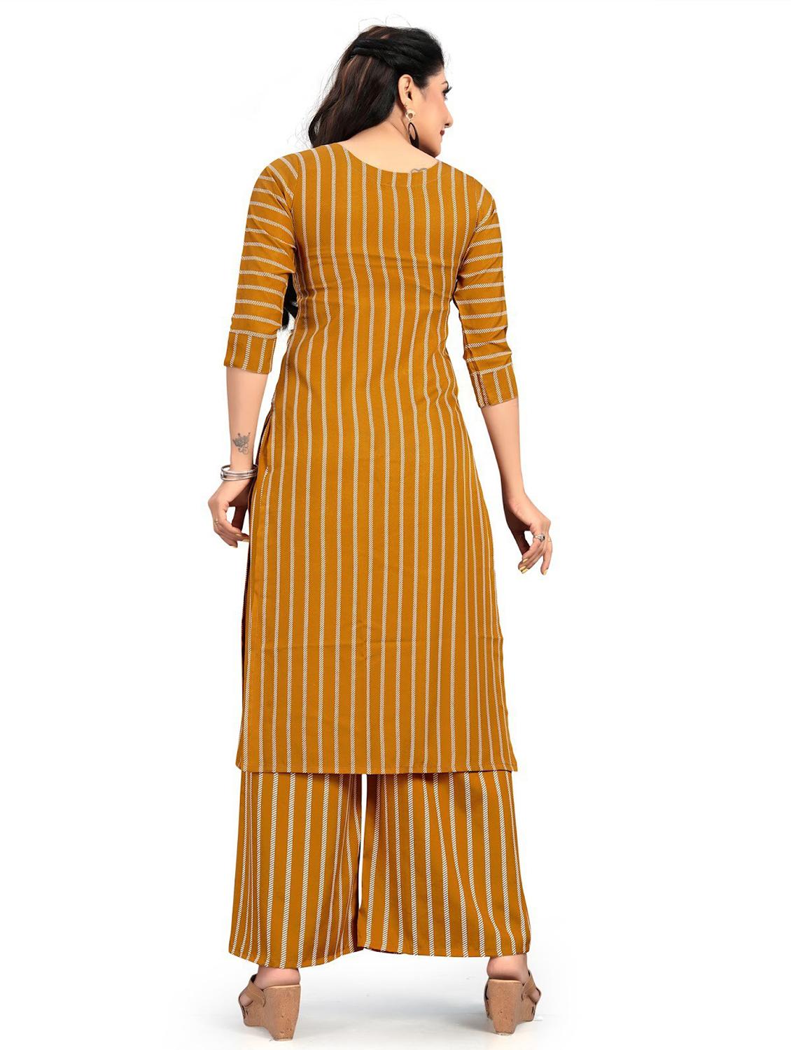 stripes printed kurta palazzo set - 20087393 - Standard Image - 2