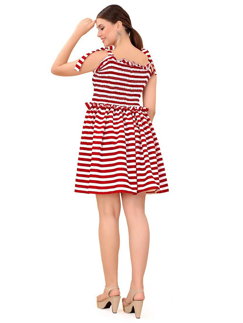 red crepe fit & flare dress - 20087715 - Standard Image - 2