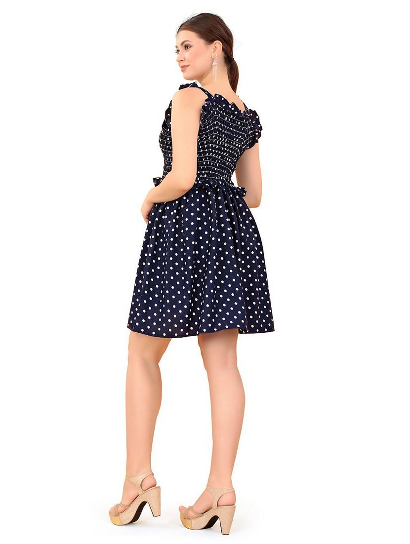blue crepe fit & flare dress - 20087717 - Standard Image - 2