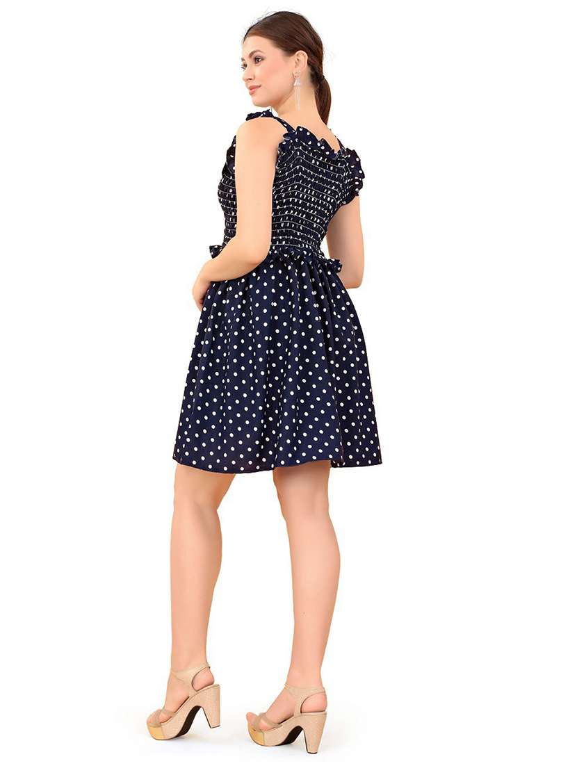 blue crepe fit & flare dress - 20087719 - Standard Image - 2