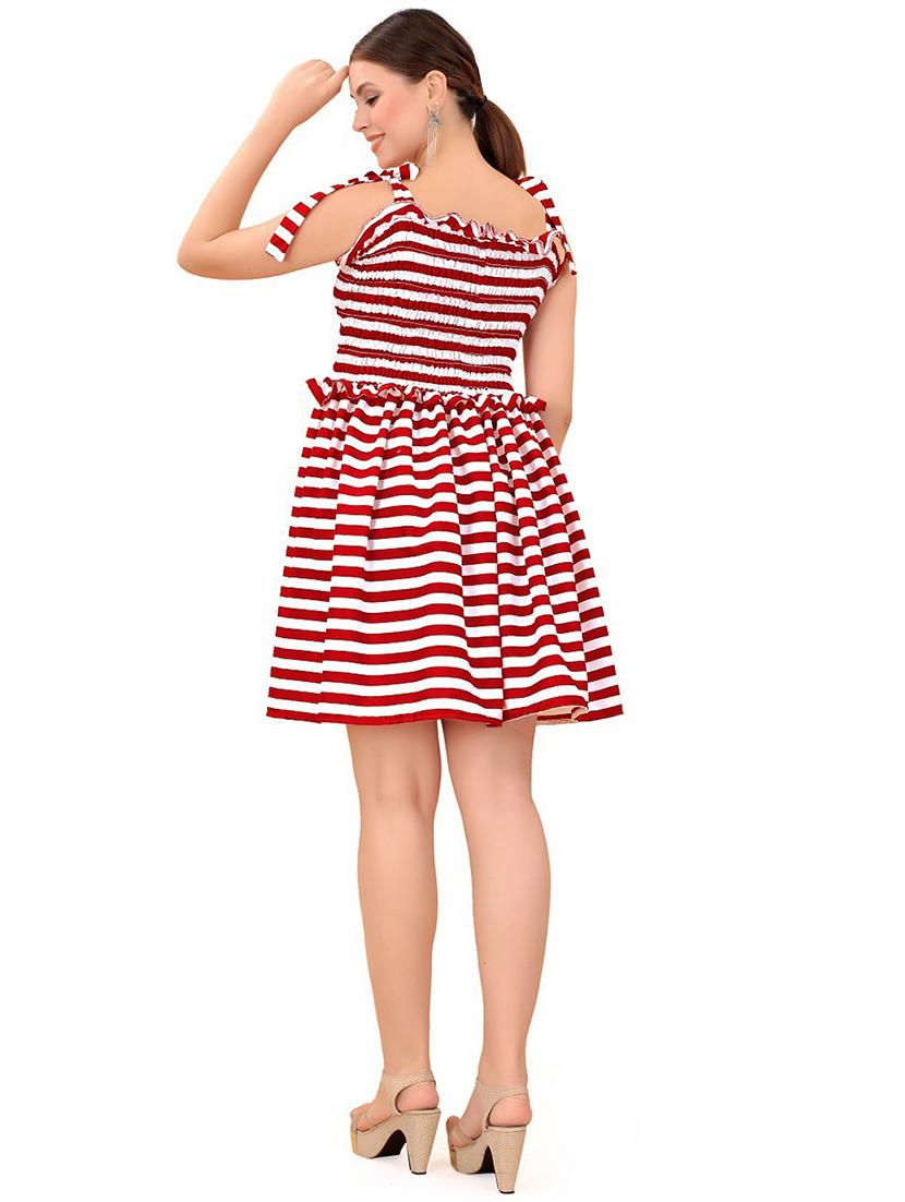 red crepe fit & flare dress - 20087722 - Standard Image - 2
