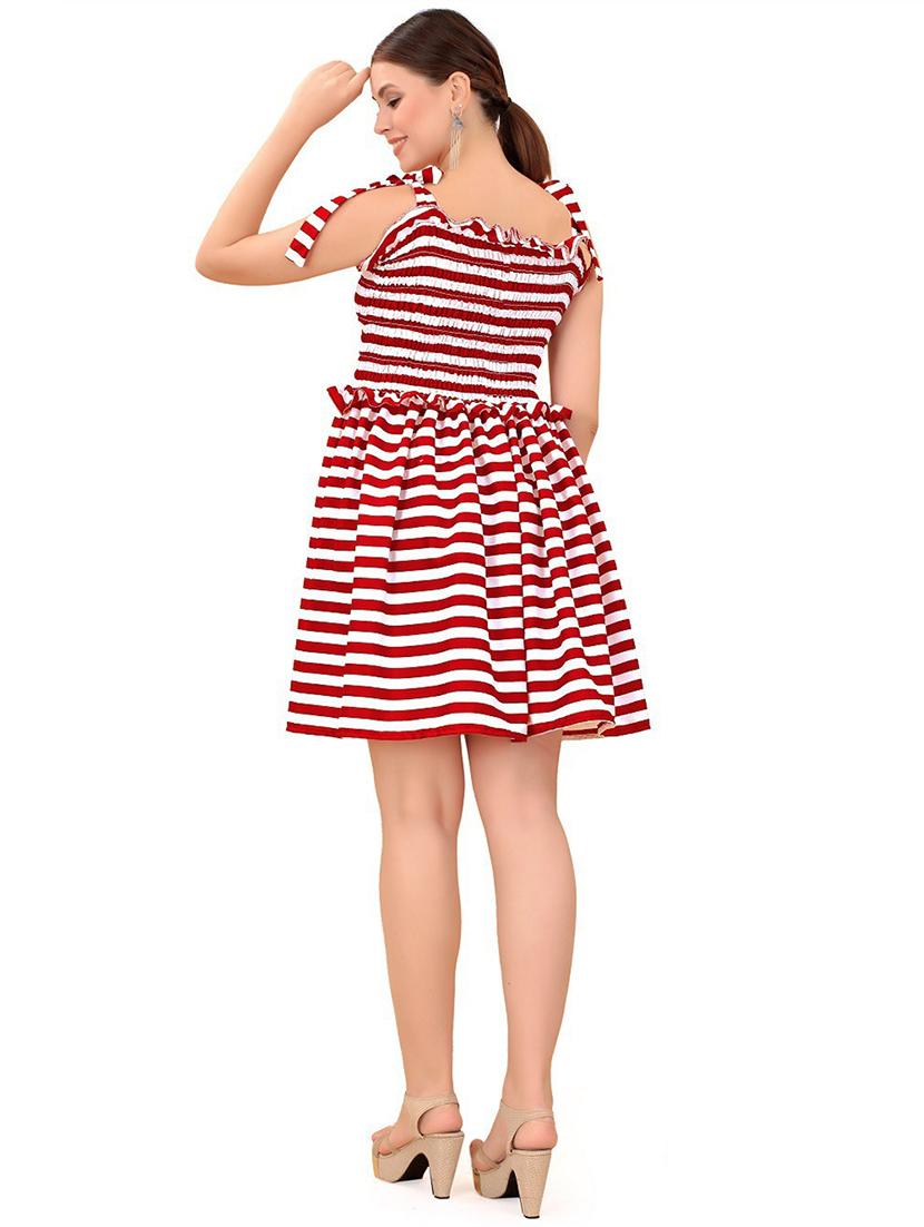 red striped fit & flare dress - 20087728 - Standard Image - 2