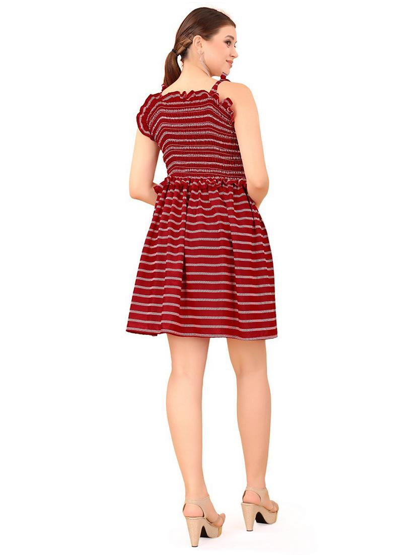 red striped fit & flare dress - 20087745 - Standard Image - 2