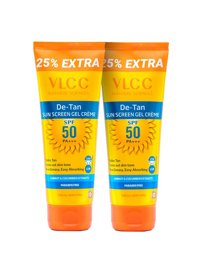 vlcc de tan spf 50 pa+++ sunscreen gel cream - 100 g ( pack of 2 )