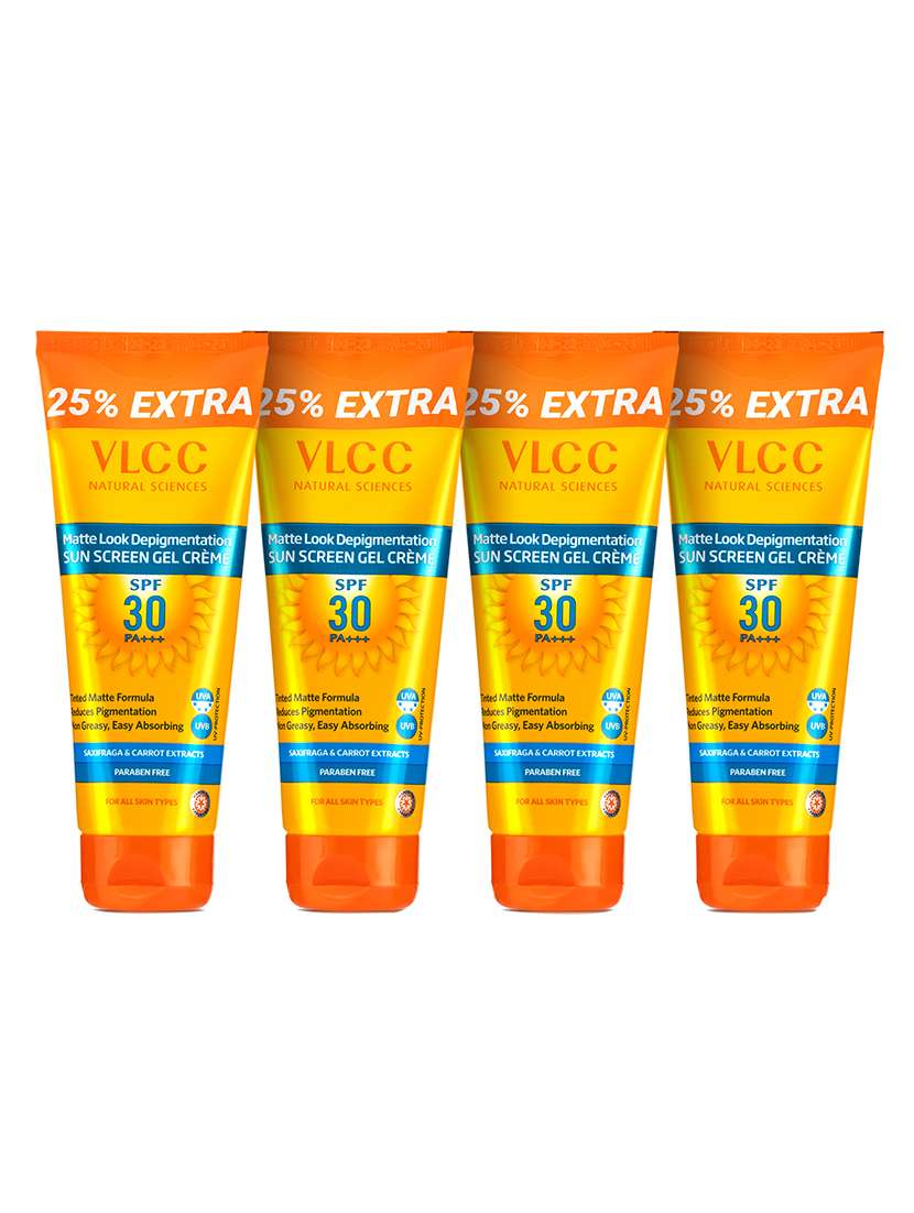 vlcc matte look spf 30 pa ++ sunscreen gel crèam - 100 g with 25 g extra ( pack of 4 )