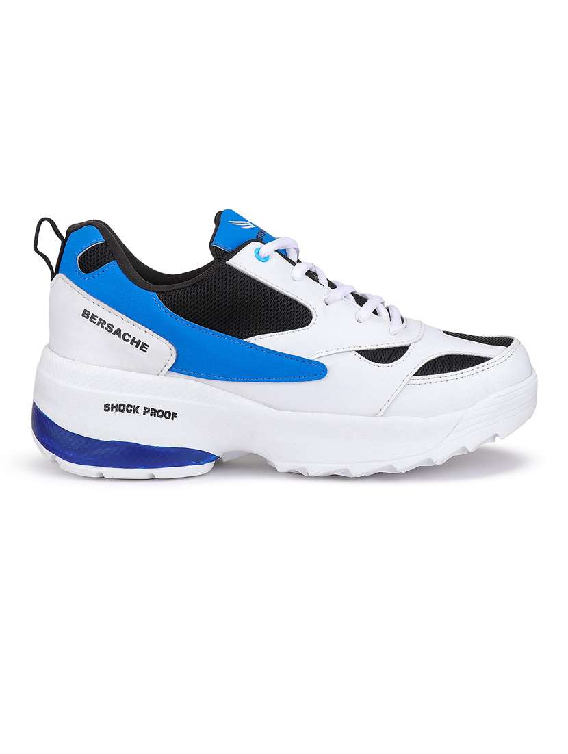 white & blue color blocked lace-up sneakers - 20088075 - Standard Image - 2