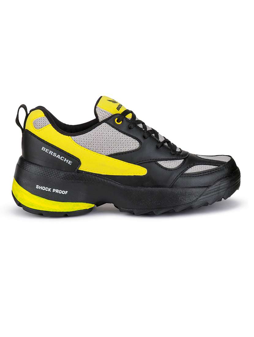 black & yellow color blocked lace-up sneakers - 20088076 - Standard Image - 2
