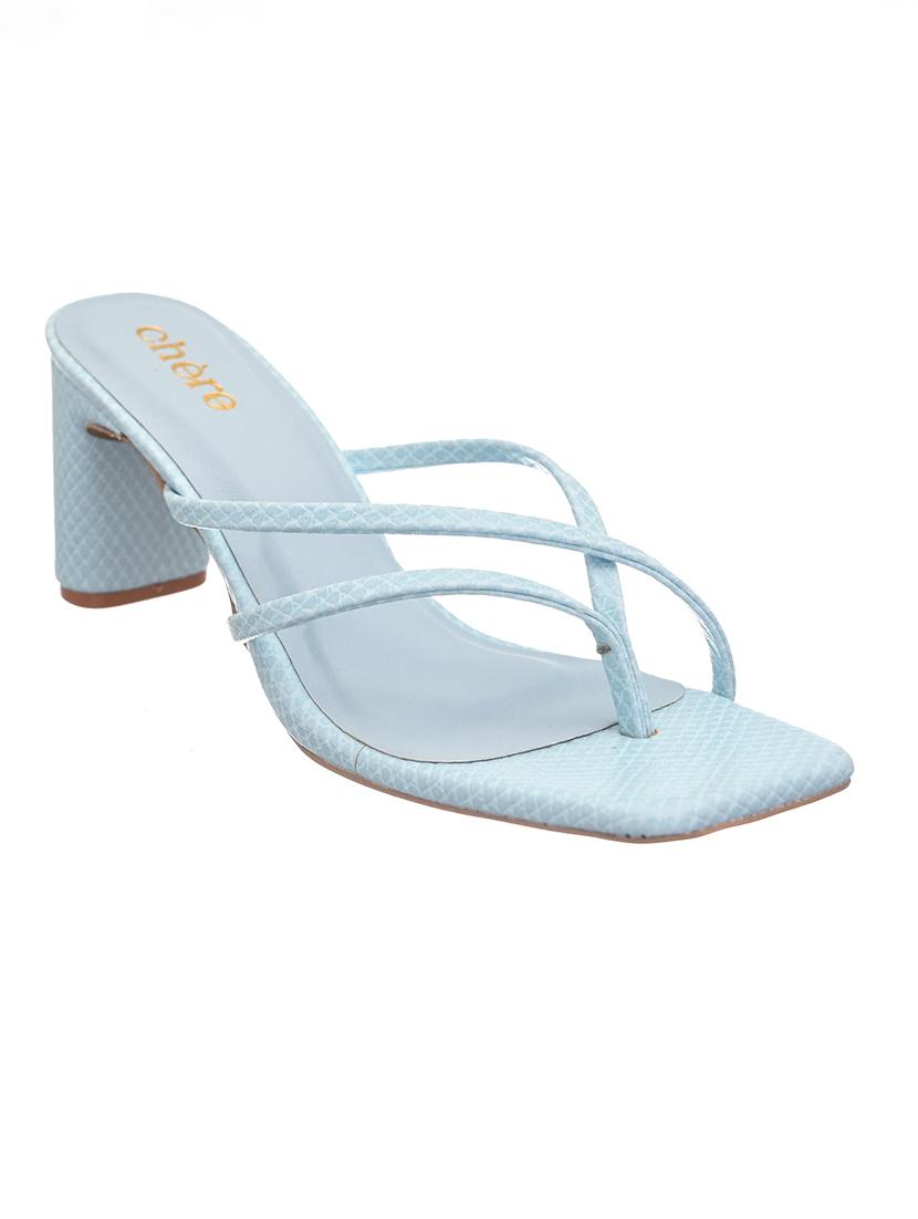 blue textured slip on block heel - 20088847 - Zoom Image - 0