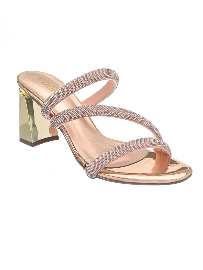 gold slip on block heel - 20088850 - Zoom Image - 0
