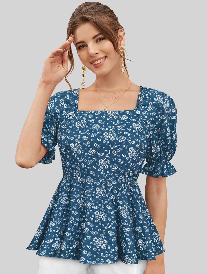 women's peplum square neck top