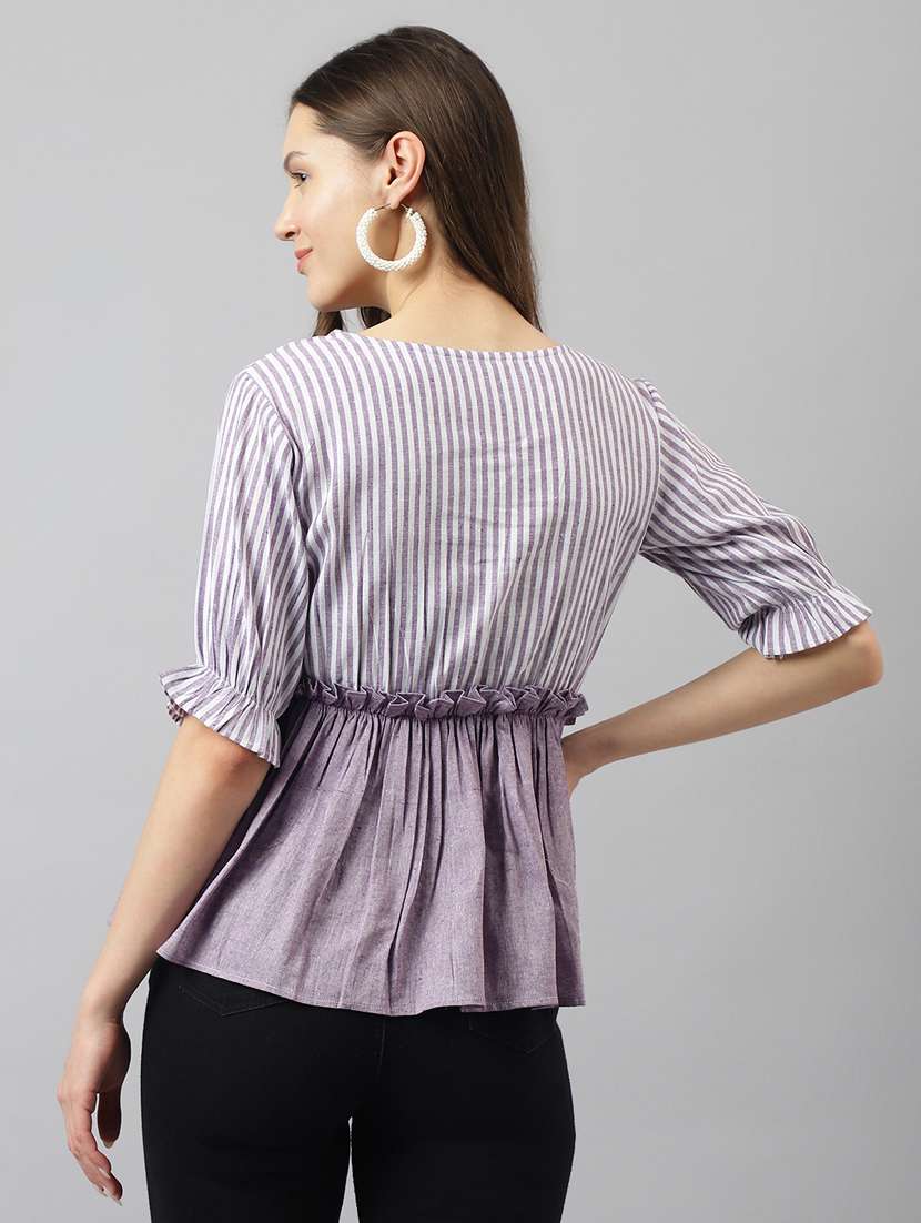 women's peplum round neck top - 20088985 -  Standard Image - 2