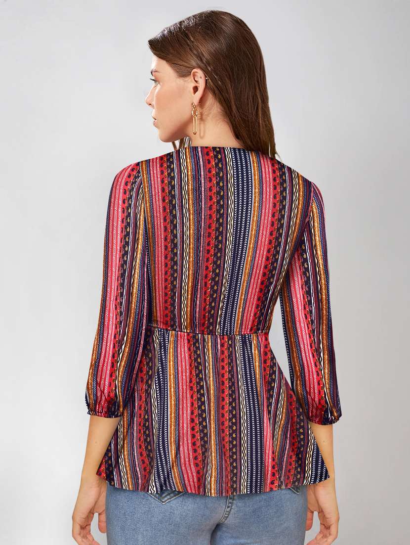 women's peplum v neck top - 20088990 - Standard Image - 2